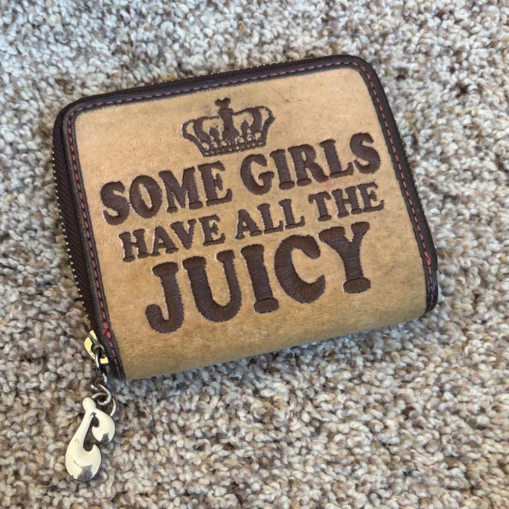 Juicy Couture Tan and Brown Zip Around Wallet